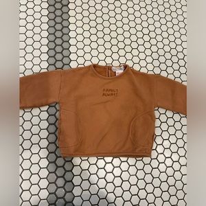 Zara Baby Sweatshirt - orange/rust “Family Always”, size 3-6 months